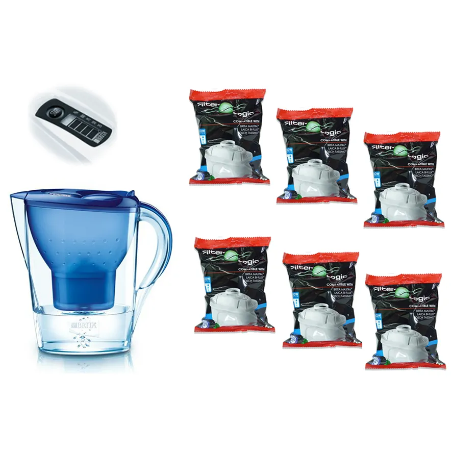 Brita Marella modrá filtrační konvice 2,4 l + 6 ks filtru FilterLogic FL-402H
