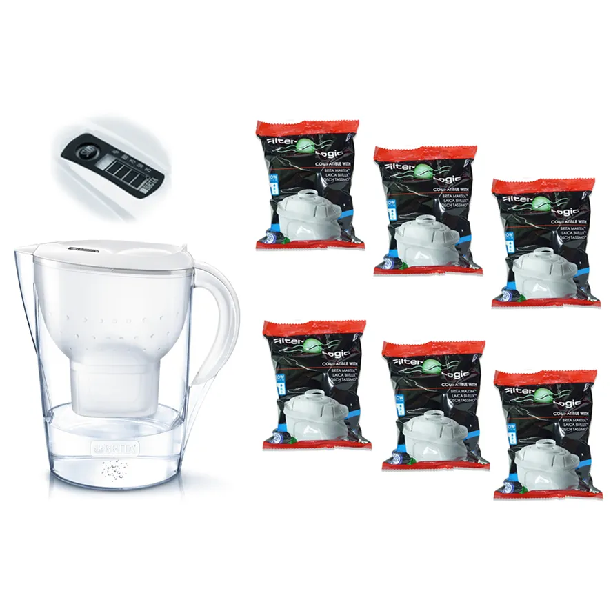 Filtrační konvice Brita Marella XL bílá + 6 ks Filter Logic FL-402H