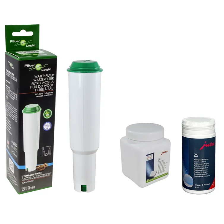 Filter Logic CFL-801B (za Jura Claris White) + Jura dvoufázové čisticí tablety 25 ks + Jura odvápňovací tablety 36 ks