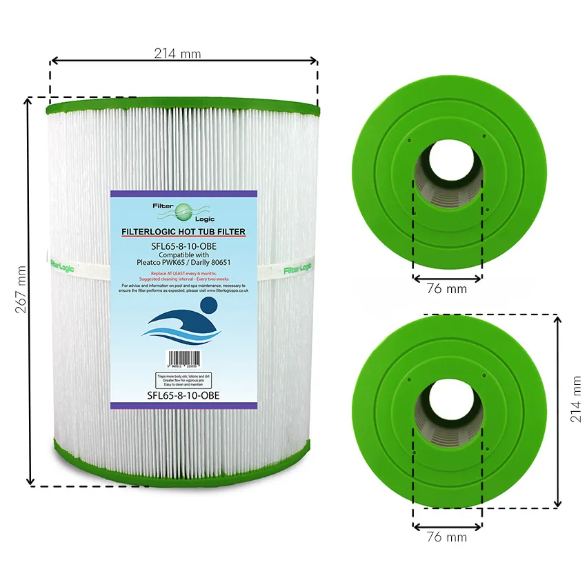 Filter Logic SFL65-8-10OBE filtrační kartuše pro vířivky a SPA (Pleatco PWK65, Darlly 80651, Filbur FC-3960)