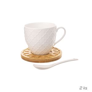 Orion hrnek porcelánový + podšálek+lžička WHITELINE 250 ml 2 ks