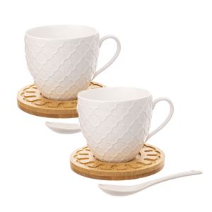 Orion hrnek porcelánový + podšálek+lžička WHITELINE 250 ml 2 ks