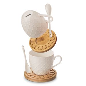 Orion hrnek porcelánový + podšálek+lžička WHITELINE 250 ml 2 ks