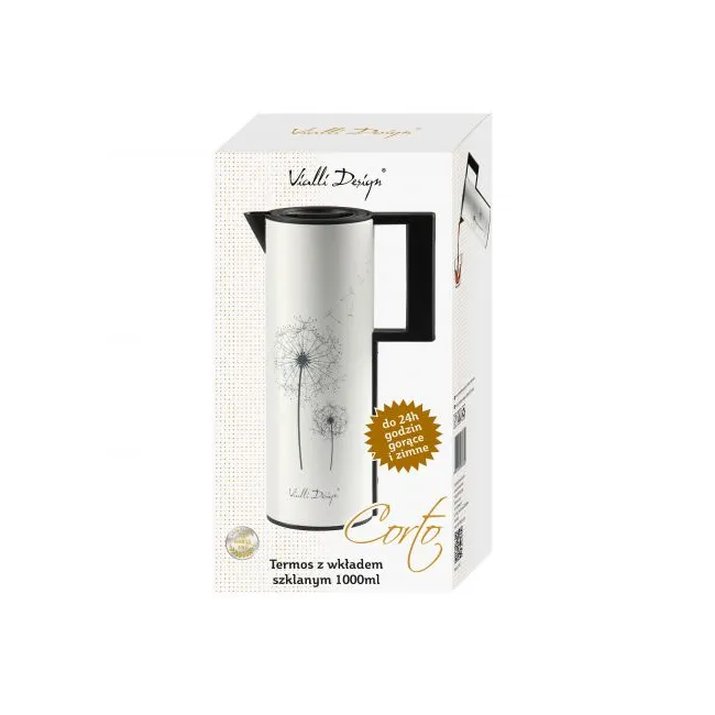 Vialli Design Corto termoska 1000 ml se skleněnou vložkou bílá 38382