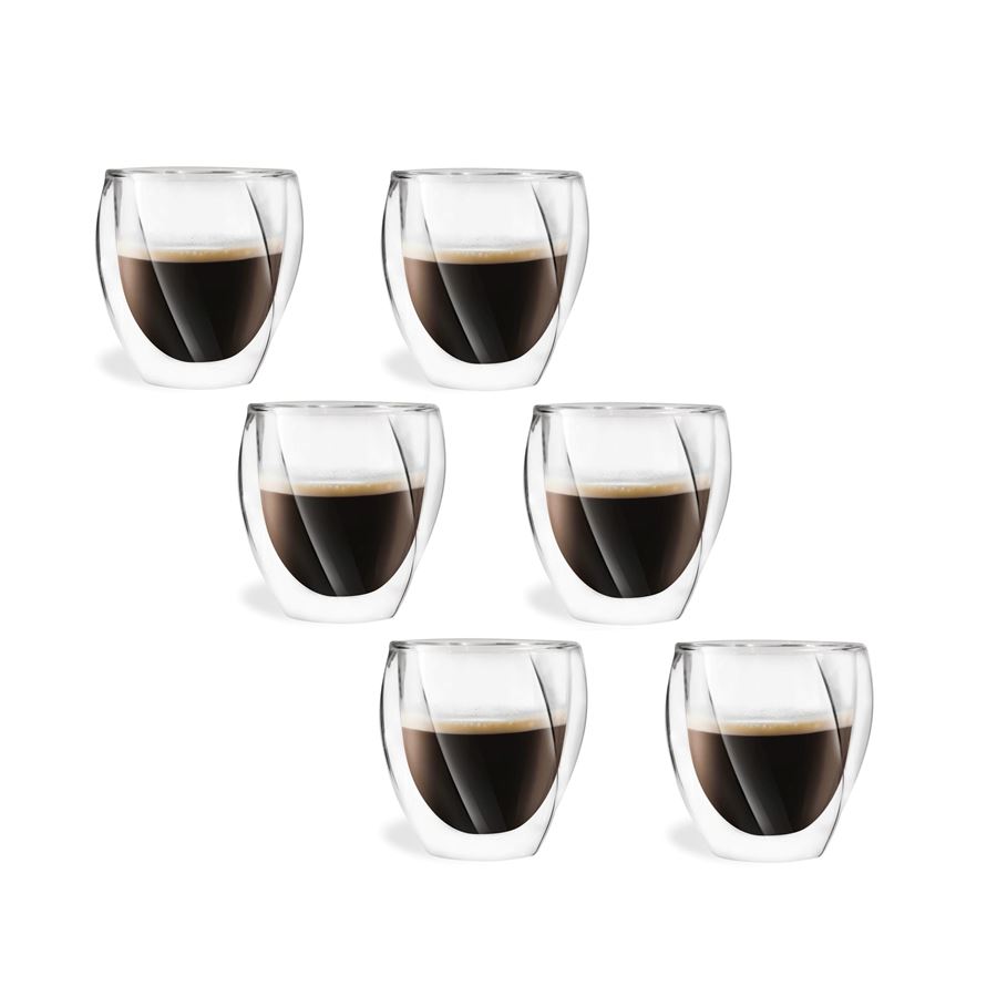 Levně Vialli Design CRISTALLO dvoustěnné sklenice na kávu (cappuccino) a čaj 250 ml, 6 ks 25486