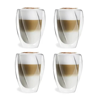 Vialli Design CRISTALLO dvoustěnné sklenice na kávu (latte) a čaj 300 ml, 4 ks 25493