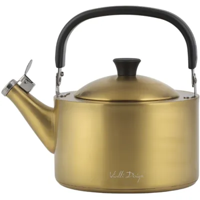 Vialli Design DIAMANTE čajová konvice s píšťalkou, matná, zlatá 1,5 l