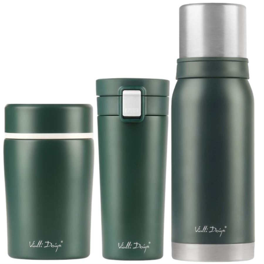 Levně Vialli Design FUORI zelená sestava termohrnek 400 ml + termoska 1 l + termoska na jídlo 500 ml