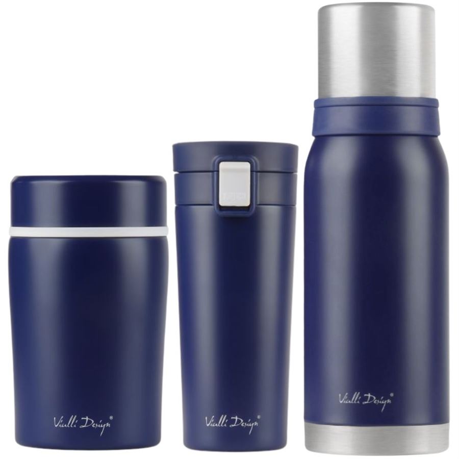 Levně Vialli Design FUORI modrá sestava termohrnek 400 ml + termoska 1 l + termoska na jídlo 500 ml