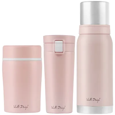 Vialli Design  FUORI růžová sestava termohrnek 400 ml + termoska 1 l + termoska na jídlo 500 ml