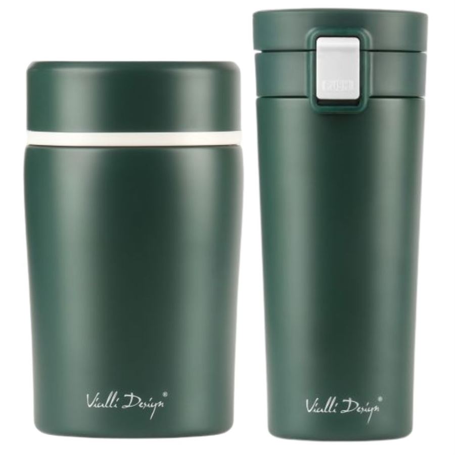 Levně Vialli Design FUORI zelená sestava termohrnek 400 ml + termoska na jídlo 500 ml