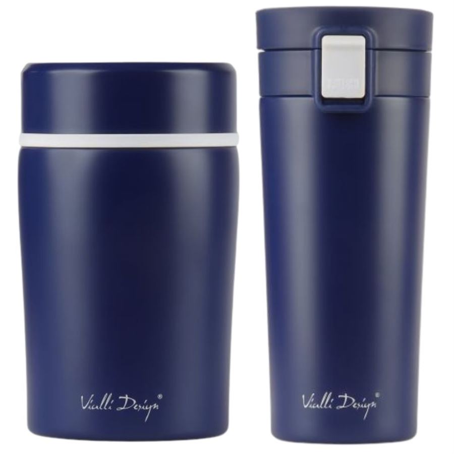 Levně Vialli Design FUORI modrá sestava termohrnek 400 ml + termoska na jídlo 500 ml