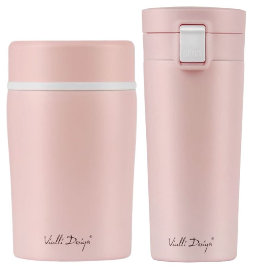 Levně Vialli Design FUORI růžová sestava termohrnek 400 ml + termoska na jídlo 500 ml