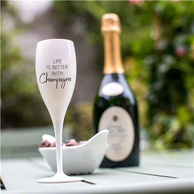 Koziol nerozbitná sklenice na šampaňské Cheers No.1 LIFE IS BETTER WITH CHAMPAGNE 100 ml 