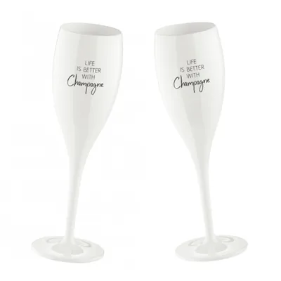 Koziol nerozbitná sklenice na šampaňské Cheers No.1 LIFE IS BETTER WITH CHAMPAGNE 100 ml 2 ks