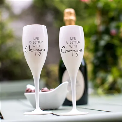 Koziol nerozbitná sklenice na šampaňské Cheers No.1 LIFE IS BETTER WITH CHAMPAGNE 100 ml 2 ks
