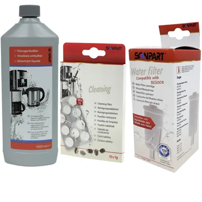 Scanpart filtr do kávovaru (kompatibilní Sage BES008) 1 ks +  Scanpart SCA27900830 čisticí tablety do kávovaru 10 ks +  Scanpart SCA2790000156 1 l
