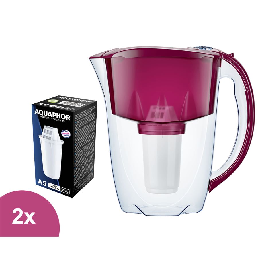 Aquaphor Prestige filtrační konvice cherry 2,8 l + 2 ks filtru Aquaphor A5