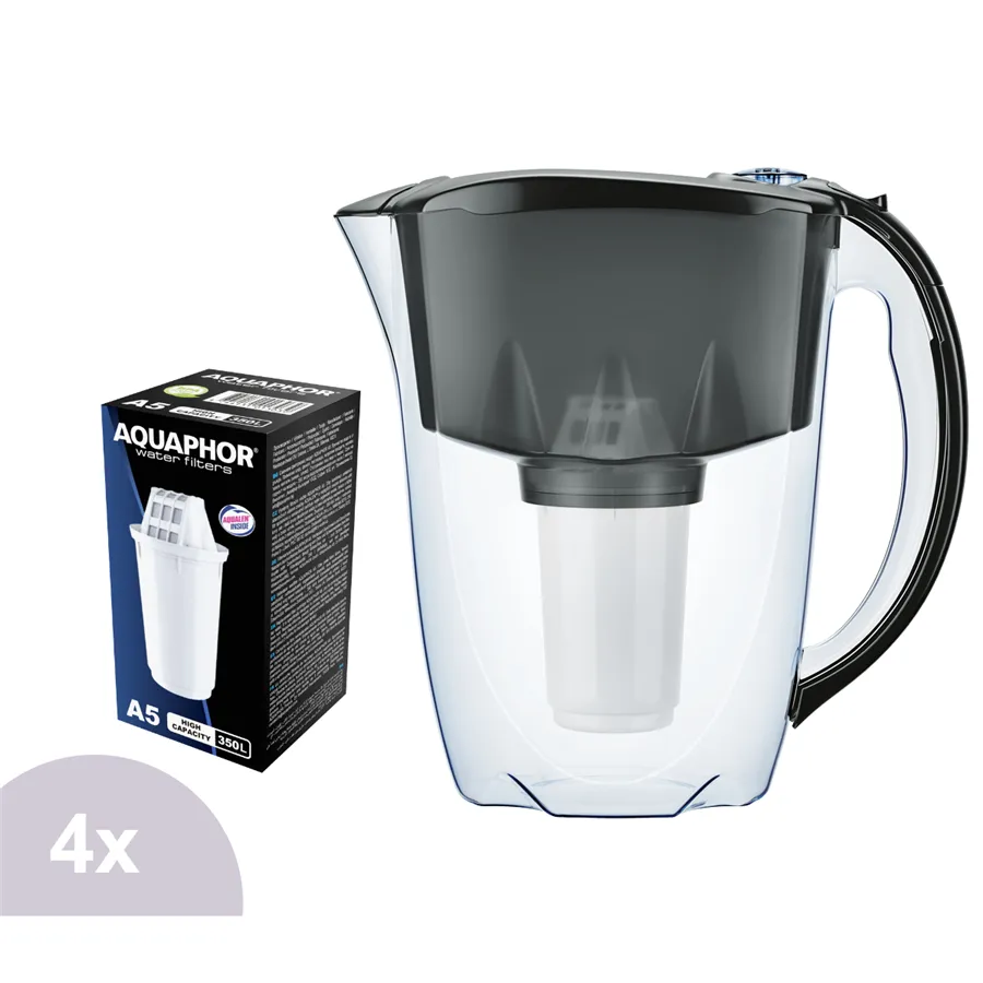 Aquaphor Prestige filtrační konvice černá 2,8 l + 4 ks filtru Aquaphor A5