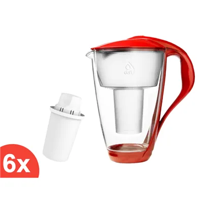 Dafi Crystal LED skleněná filtrační konvice červený mák + 1 ks filtru Dafi Classic