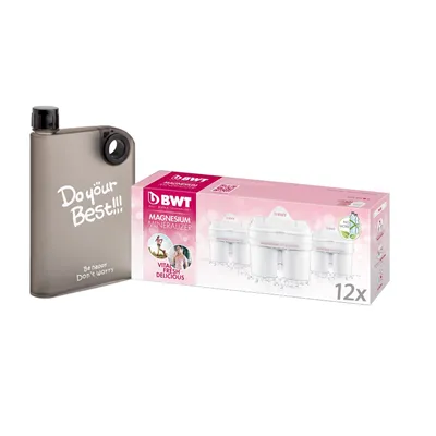 BWT Mg2+ náhradní filtry 12 ks + designová láhev na vodu zdarma