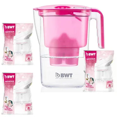 Filtrační konvice BWT VIDA růžová + 3 ks filtr BWT Mg2+
