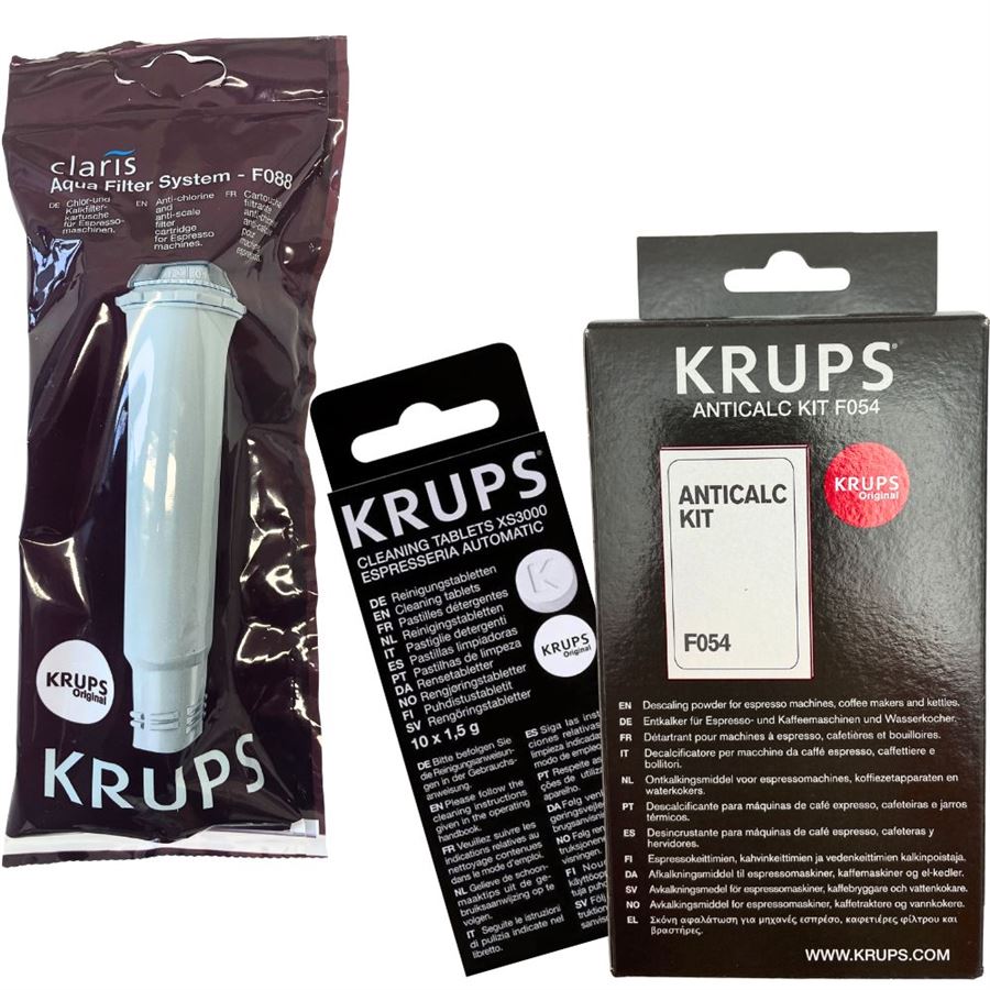 Levně Krups F08801 Aqua Filter Claris + F0540010 odvápňovač + XS300010 čisticí tablety