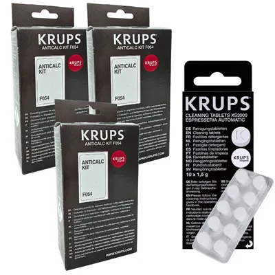 Krups F0540010 odvápňovač (3 ks) + Krups XS300010 čisticí tablety