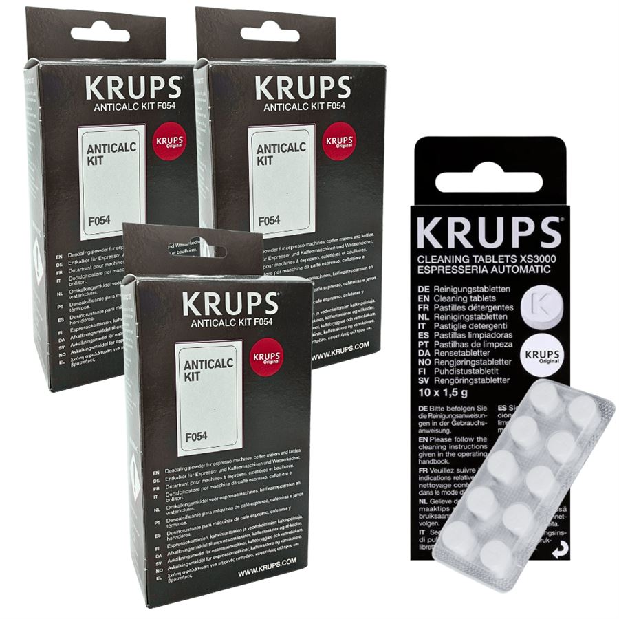 Levně Krups F0540010 odvápňovač (3 ks) + Krups XS300010 čisticí tablety