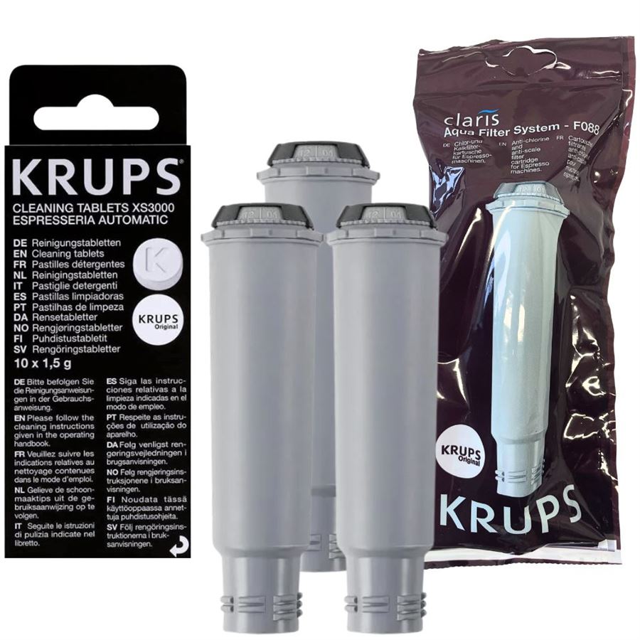 Levně Krups F08801 Aqua Filter Claris 3 ks + XS300010 čisticí tablety