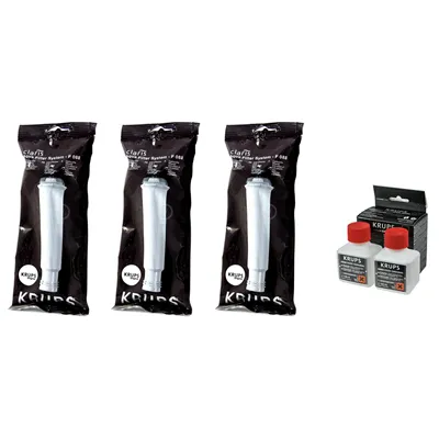 Krups F08801 Aqua Filter Claris 3 ks + XS900010 čisticí  do Barista