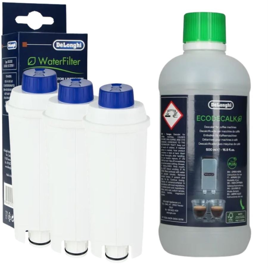 Levně DeLonghi DLS C002 vodní filtr 3 ks + DeLonghi EcoDecalk 500 ml