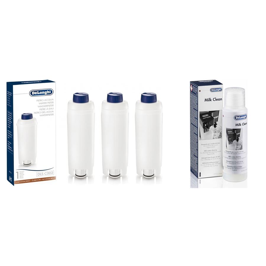 DeLonghi DLS C002 vodní filtr 3 ks + DeLonghi SER3013 Milk Clean