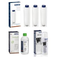 DeLonghi DLS C002 vodní filtr 3 ks + DeLonghi EcoDecalk 500 ml + DeLonghi SER3013 Milk Clean