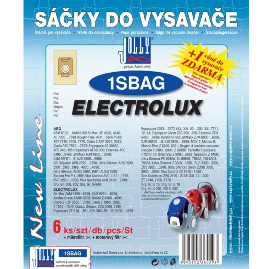 Levně Jolly papírové sáčky do vysavače 1S BAG Electrolux 6 ks 6059S