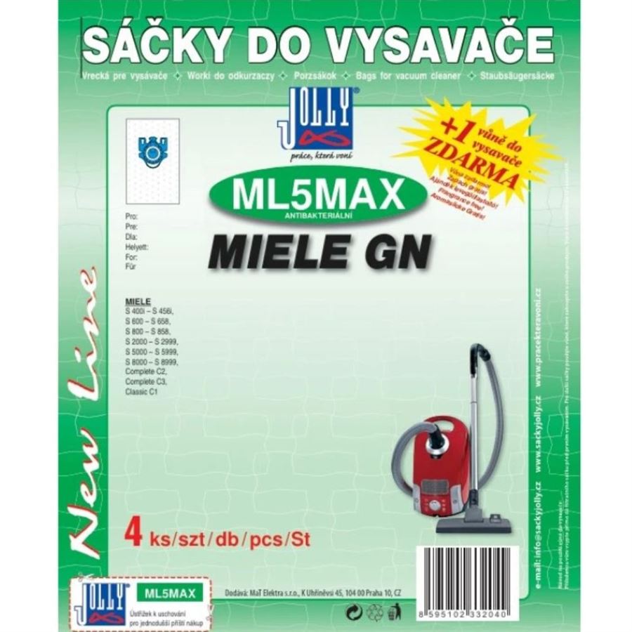 Levně Jolly textilní sáčky do vysavače ML5 MAX pro MIELE GN, Complete C2,C3, Classic C1