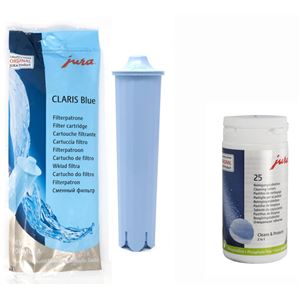 Jura Claris Blue filtr + Jura dvoufázové čisticí tablety 25 ks