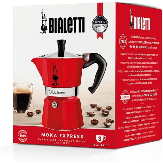 Bialetti Moka Express - moka konvice 3 šálky červená (1228009)
