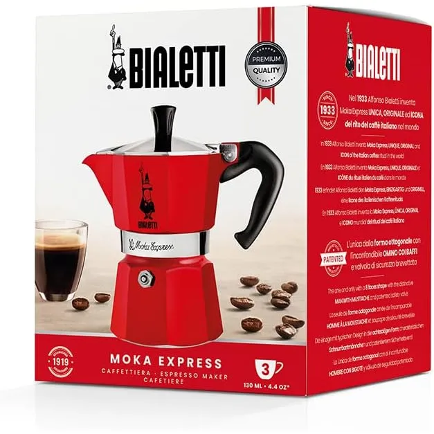 Bialetti Moka Express - moka konvice 3 šálky červená (1228009)