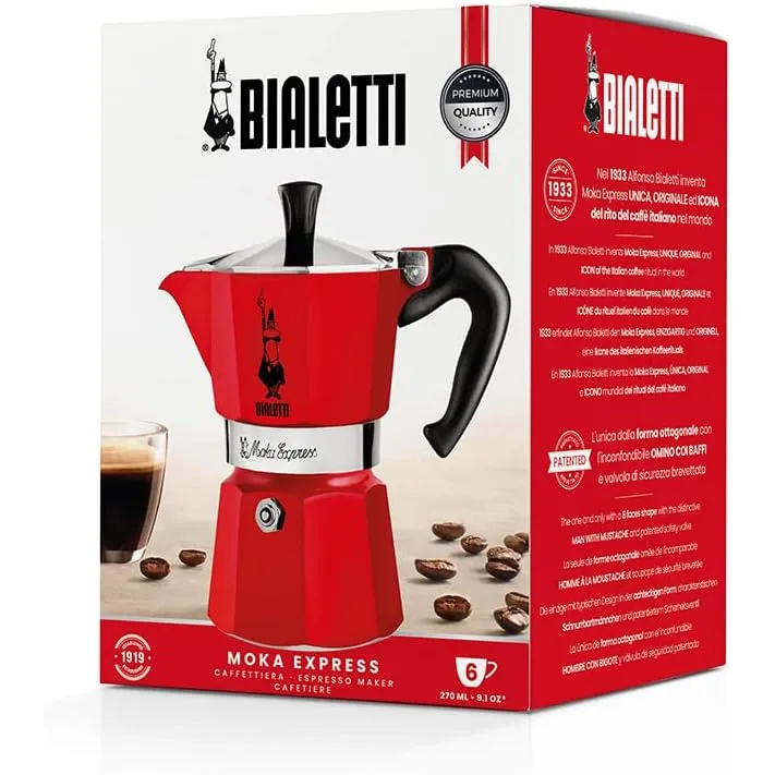 Bialetti Moka Express - moka konvice 6 šálků červená (1228005)