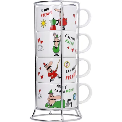 Bialetti set 4 šálků cappuccino s motivy 150 ml