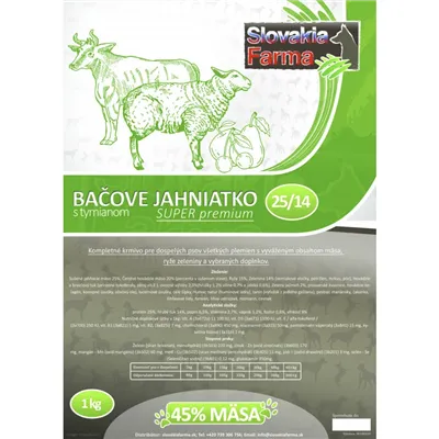 Slovakia Farma - Bačovo jehňátko 25/14 granule pro psy 1 kg