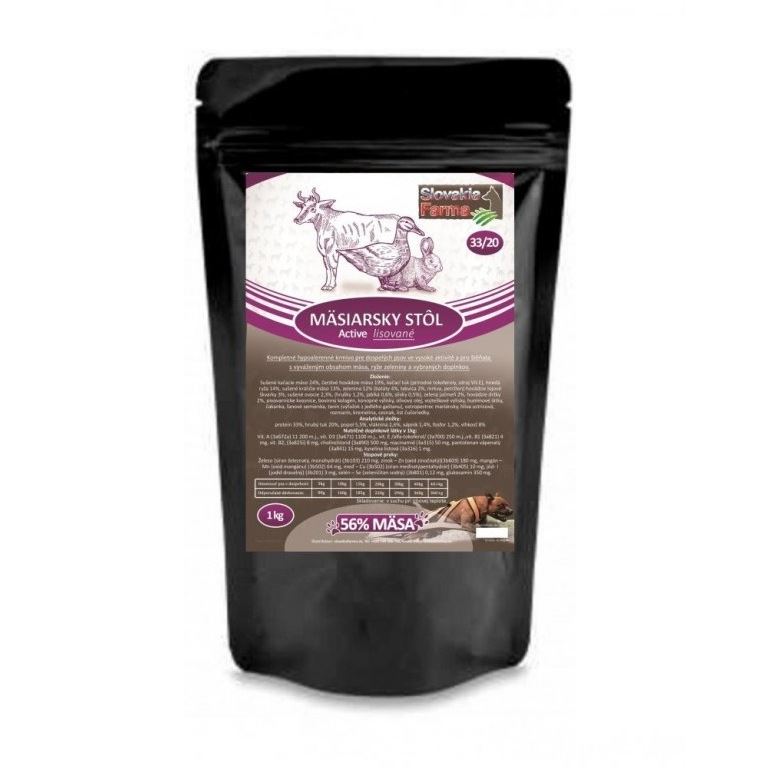 Levně Slovakia Farma - Masný stůl 33/20 lisované hypoalergenní granule pro psy 1 kg