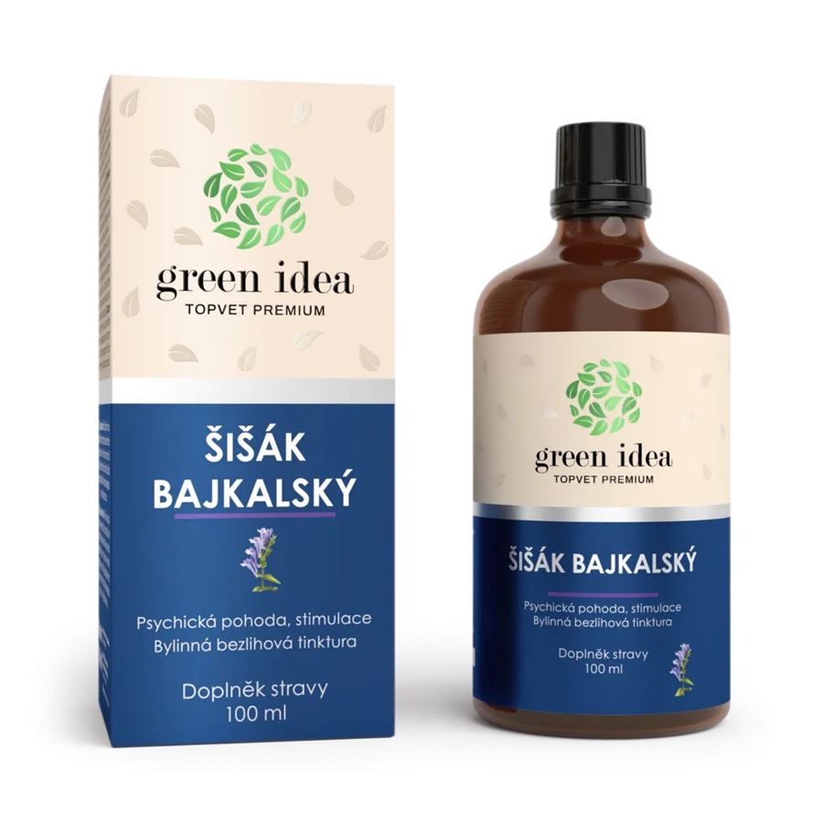 Green idea Šišák bajkalský bezlihová tinktura 100 ml deprese, poruchy spánku