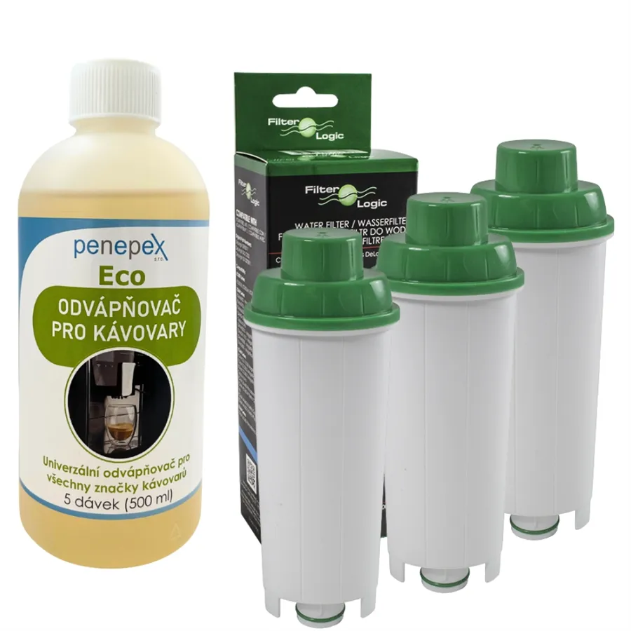 FilterLogic CFL-950B filtr do kávovaru DeLonghi DLS C002 3 ks + Penepex Eco univerzální odápňovač 500 ml