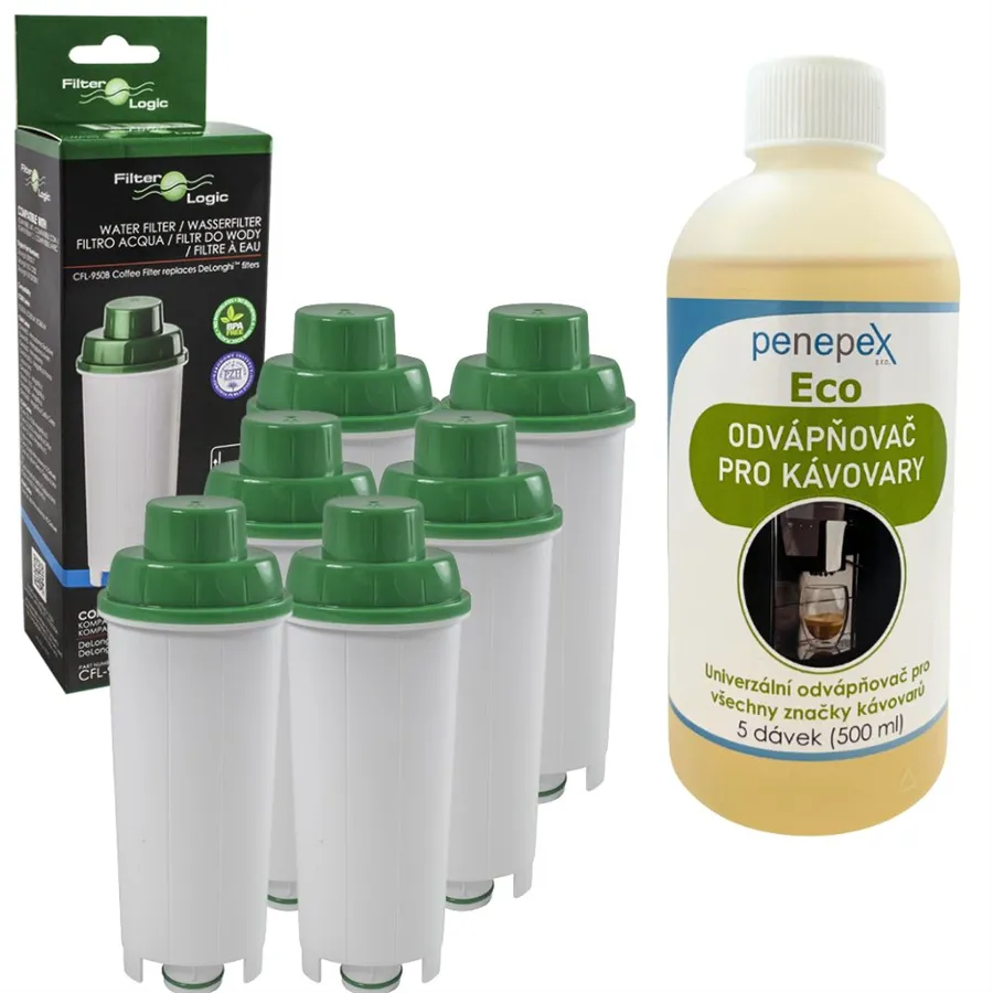 FilterLogic CFL-950B filtr do kávovaru DeLonghi DLS C002 (6 ks) + Penepex Eco univerzální odápňovač 500 ml