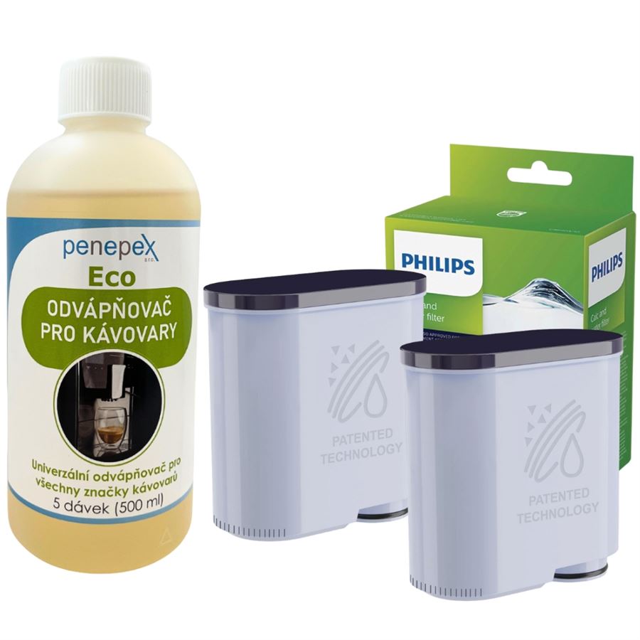 Levně Philips AquaClean CA6903/10 filtr do kávovaru 2 ks + Penepex Eco univerzální odvápňovač 500 ml