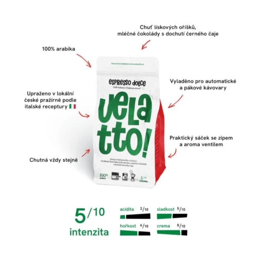 Velatto Espresso Dolce zrnková káva