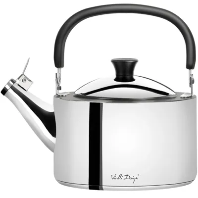 Vialli Design Diamante konvice na čaj s píšťalkou, leštěná ocel 1,5 l