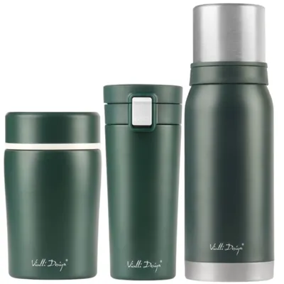 Vialli Design FUORI zelená sestava termohrnek 400 ml + termoska 1 l + termoska na jídlo  500 ml 
